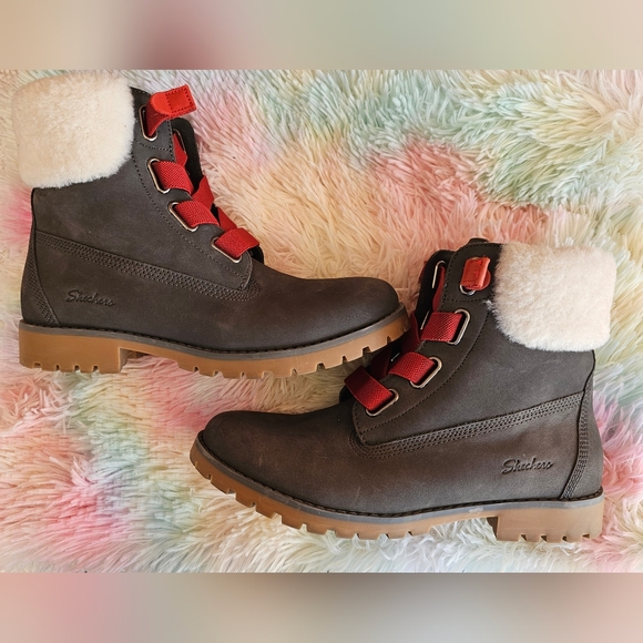 Skechers Womens Cypress-Big Plans Gored Laced Hiker Boots-Charcol Size 8.5 - Picture 3 of 11